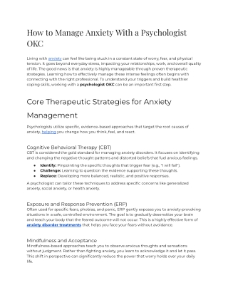 E - How to Manage Anxiety With a Psychologist OKC