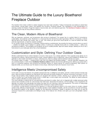 The Ultimate Guide to the Luxury Bioethanol Fireplace Outdoor