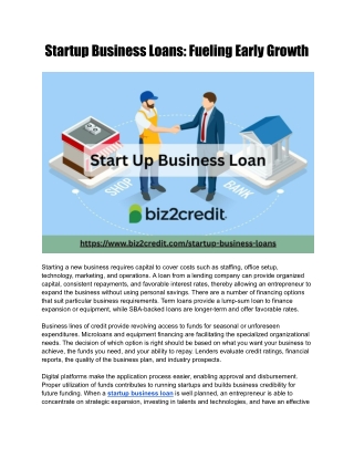 Startup Business Loans_ Fueling Early Growth