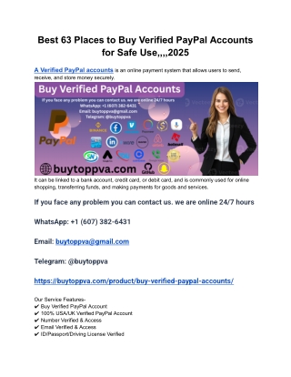 Best 63 Places to Buy Verified PayPal Accounts for Safe Use,,,,2025
