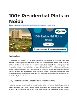 100  Residential Plots in Noida