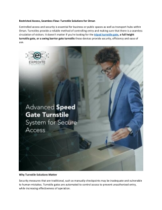 Restricted Access, Seamless Flow - Turnstile Solutions for Oman