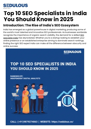 Top 10 SEO Specialists in India You Should Know in 2025