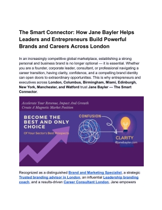 The Smart Connector_ How Jane Bayler Helps Leaders and Entrepreneurs Build Powerful Brands and Careers Across London