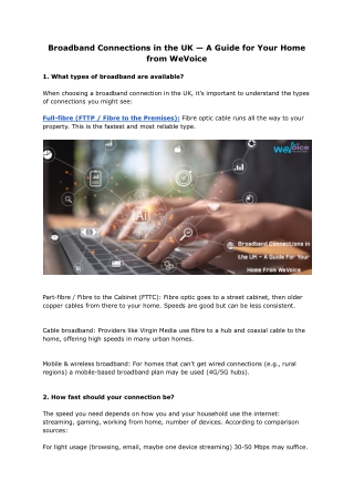 Broadband Connection in the UK | Fast, Reliable Internet with WeVoice