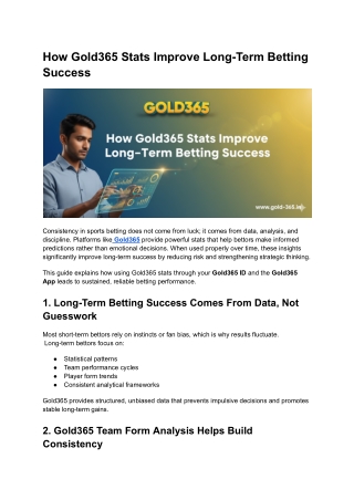 How Gold365 Stats Improve Long-Term Betting Success