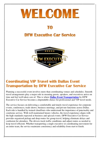 Coordinating VIP Travel with Dallas Event Transportation by DFW Executive Car Service