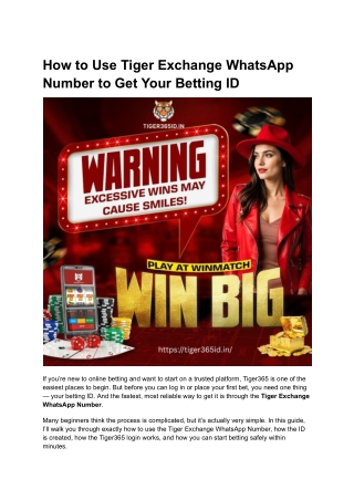 How to Use Tiger Exchange WhatsApp Number to Get Your Betting ID