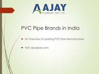 PVC Pipe Brands in India