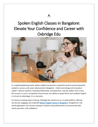Best Spoken English Classes in Bangalore | Improve Fluency & Confidence