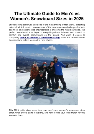 The Ultimate Guide to Men’s vs Women’s Snowboard Sizes in 2025