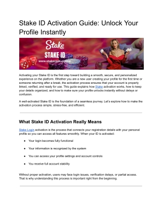 Stake ID Activation Guide: Unlock Your Profile Instantly