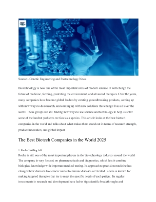 Best Biotech Companies in the World 2025 _ World Care Magazine