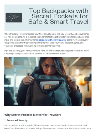 Top Backpacks with Secret Pockets for Safe & Smart Travel