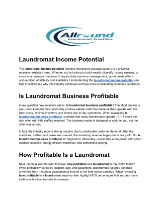 Laundromat Income Potential