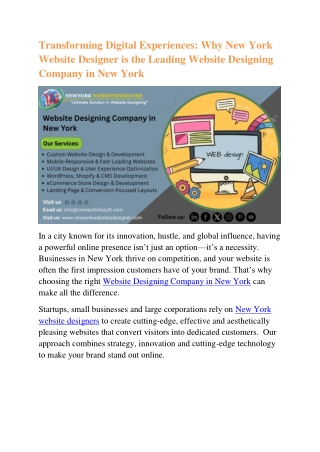 Why New York Website Designer is the Leading Website Designing Company New York