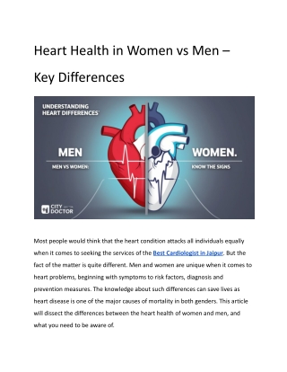 Heart Health in Women vs Men – Key Differences