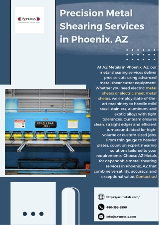 Precision Metal Shearing Services in Phoenix, AZ