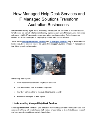 How Managed Help Desk Services and IT Managed Solutions Transform Australian Businesses