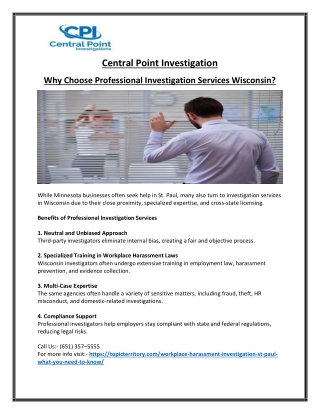 Investigation Services Wisconsin  Trusted Local Investigators