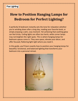 How to Position Hanging Lamps for Bedroom for Perfect Lighting