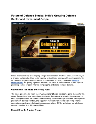 Future of Defense Stocks India Growing Defence Sector and Investment Scope