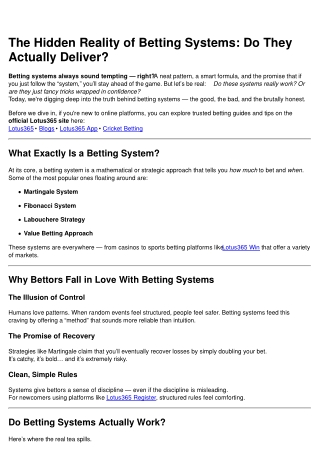 The Real Story of Betting Systems: Facts vs. Fiction