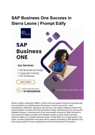 _SAP Business One  Sierra Leone