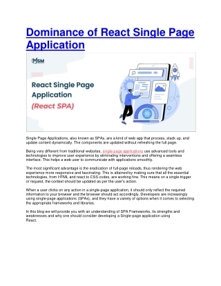 Dominance of React Single Page Application