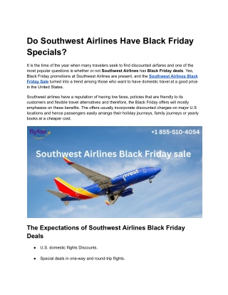 Southwest Airlines Black Friday Flight Deals 2025 – Contact:  1 855-510-4054