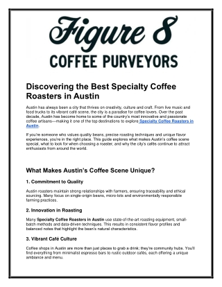 Discovering the Best Specialty Coffee Roasters in Austin