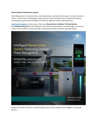 Controlling Critical Access - Oman Industrial Gate Barrier Systems