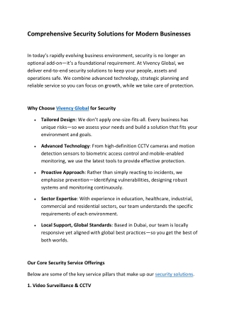 Comprehensive Security Solutions for Modern Businesses