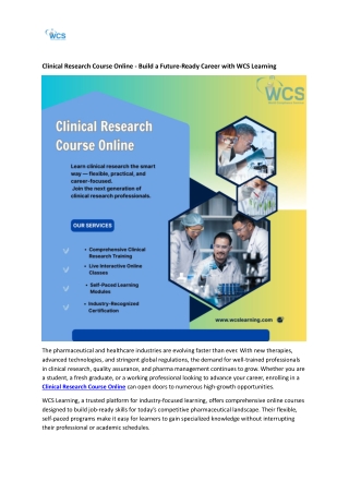 Clinical Research Course Online