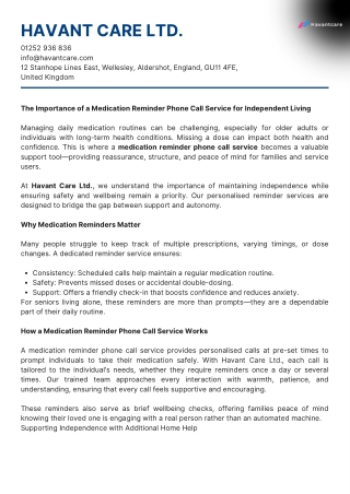 The Importance of a Medication Reminder Phone Call Service for Independent Living