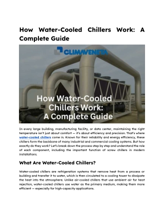 How Water-Cooled Chillers Work A Complete Guide