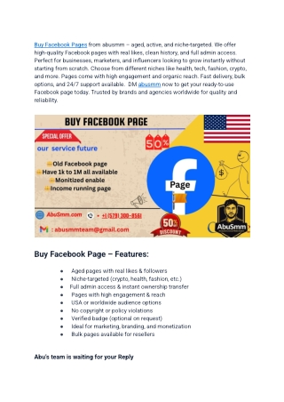 Buy Facebook Pages from abusmm – aged, active, and niche-targeted