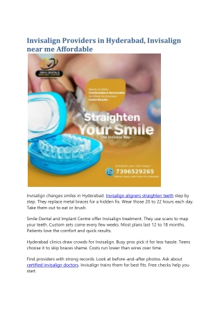 Invisalign Providers in Hyderabad, Invisalign near me Affordable