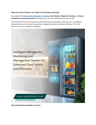 Keep Cool, Oman - Monitor Your Fridge for Food Safety and Savings