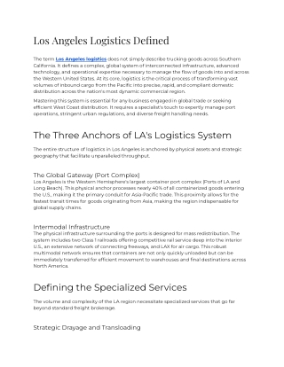 E - Los Angeles Logistics Defined