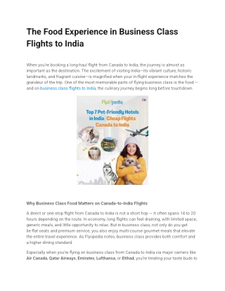 The Food Experience in Business Class Flights to India – A Gourmet Guide for Can