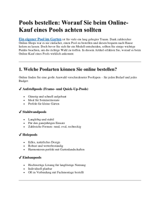 Pools bestellen