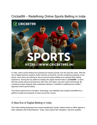 Cricbet99 – Redefining Online Sports Betting in India (1)
