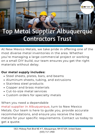 Top Metal Supplier Albuquerque Contractors Trust
