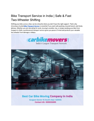 Bike Transport Service in India _ Safe & Fast Two-Wheeler Shifting