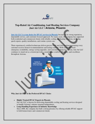 Top-Rated Air Conditioning And Heating Services Company - Just Air LLC