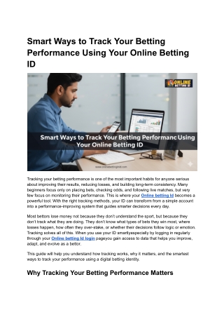 Smart Ways to Track Your Betting Performance Using Your Online Betting ID