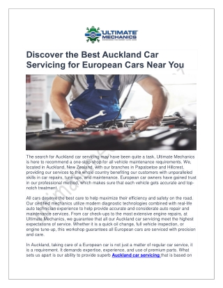 Discover the Best Auckland Car Servicing for European Cars Near You