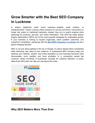 Grow Smarter with the Best SEO Company in Lucknow