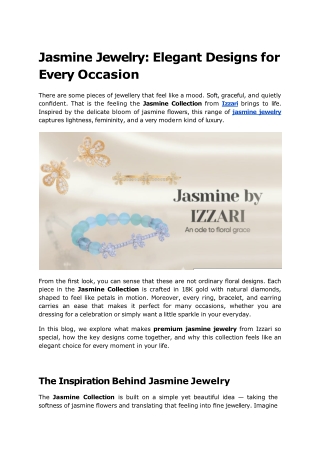 Jasmine Jewelry_ Elegant Designs for Every Occasion